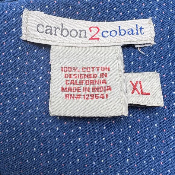 Carbon 2 Cobalt Blue Shirt Sz XL Pointillism Button Up Casual Classic - Picture 9 of 10